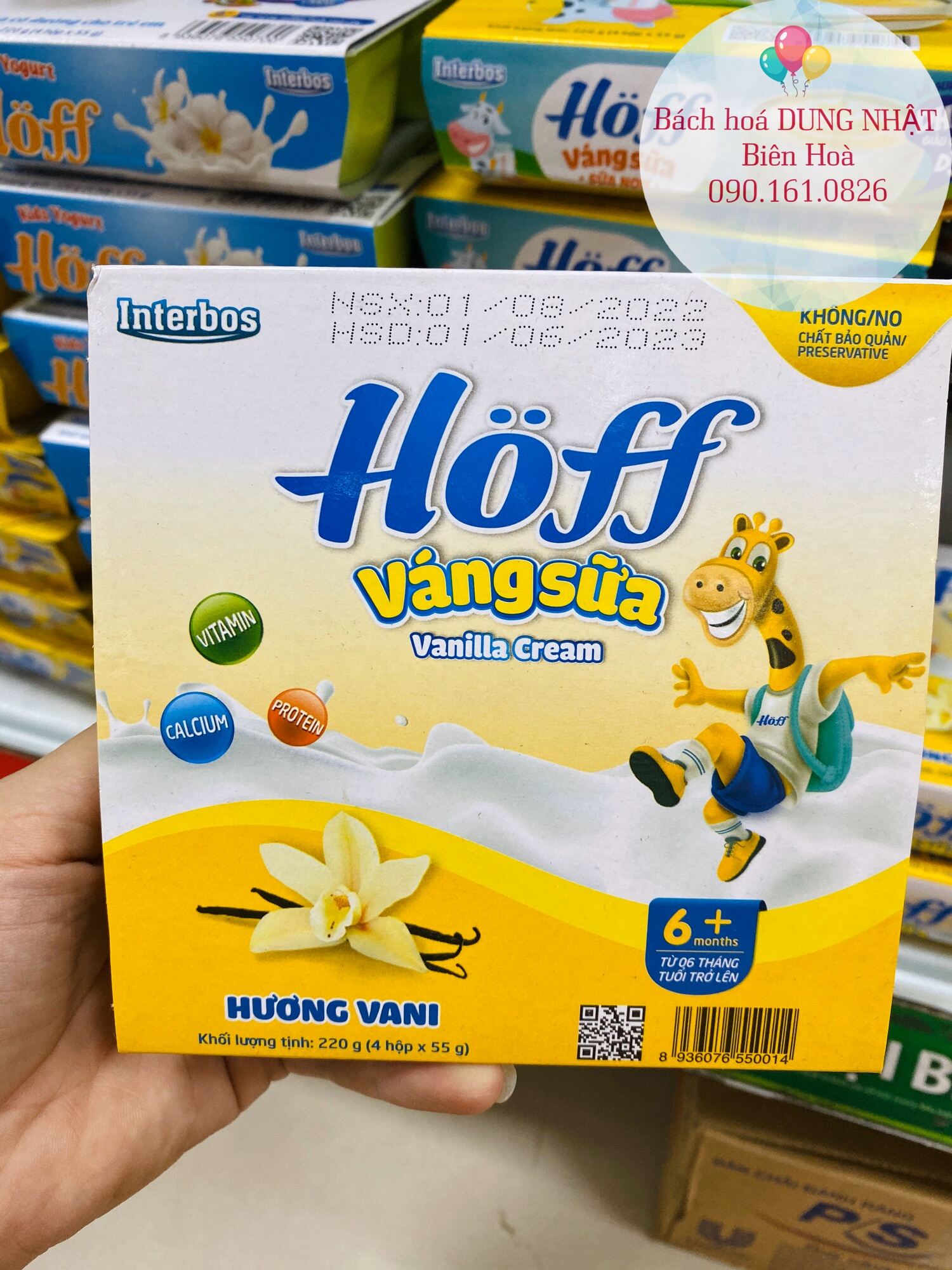 Váng sữa Hoff vị Vanila  vỉ 4 hộp HSD 2023