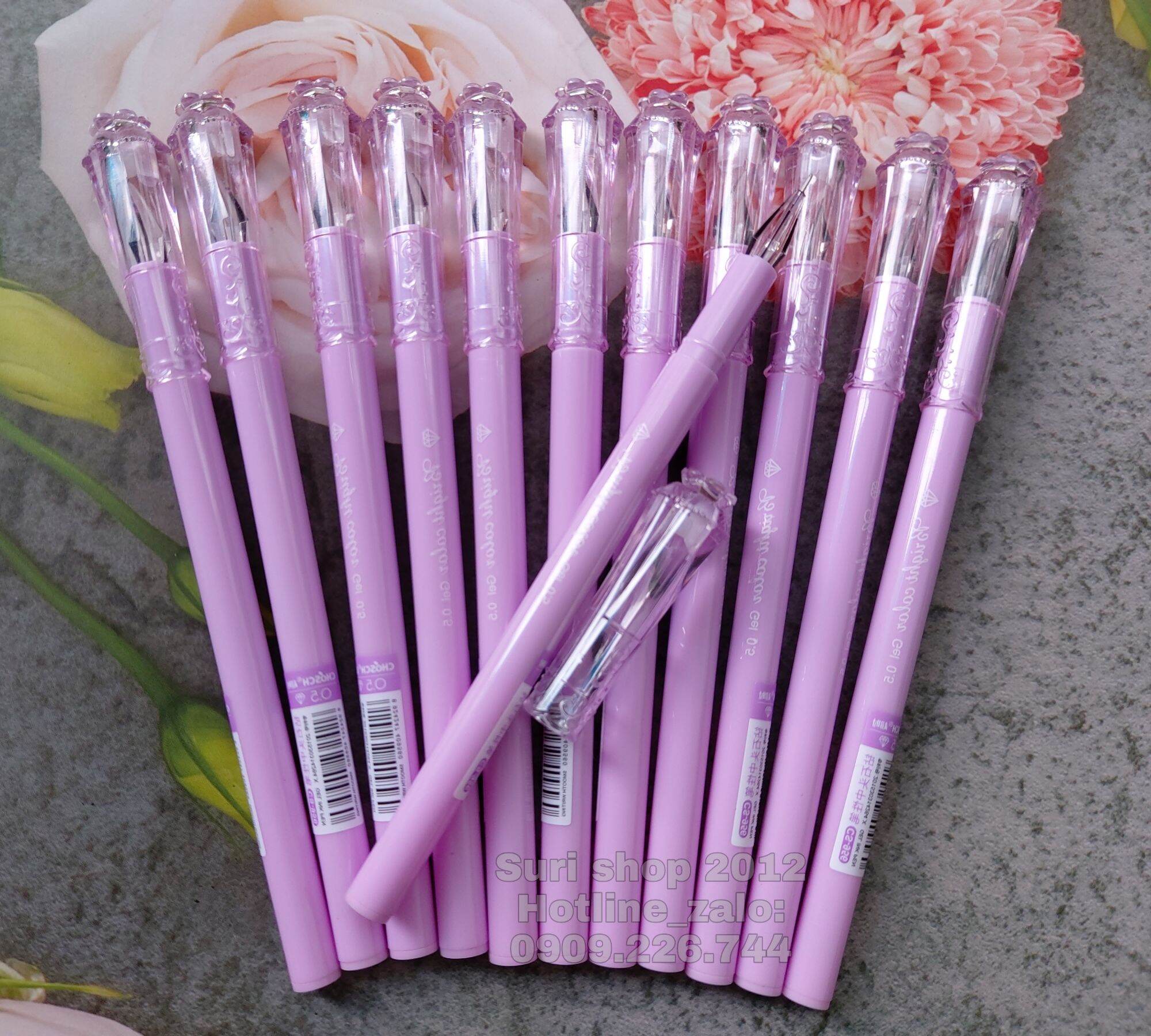 Hộp 12 cây bút gel mực tím/xanh Chosch CS 956 cho học sinh tiểu học và mọi lứa tuổi