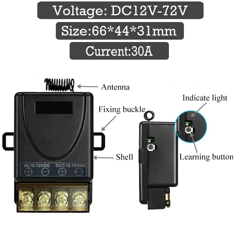 Công tắc điều khiển không dây từ xa (DC 12V 24V 48V 72V) cho máy bơm nước