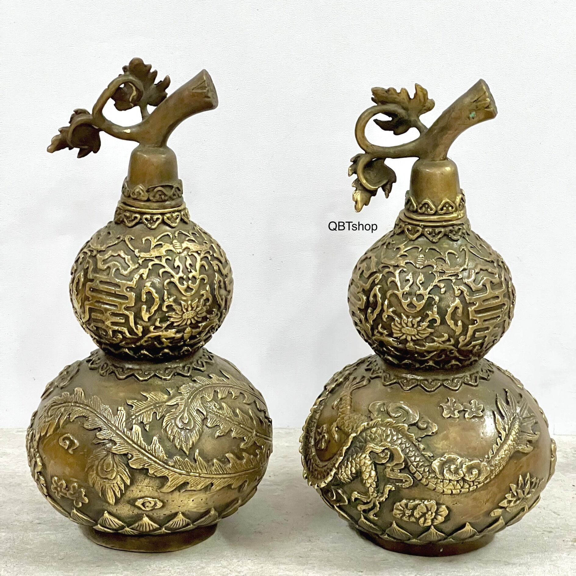Cặp hồ lô Long - Phụng bằng đồng phong thuỷ