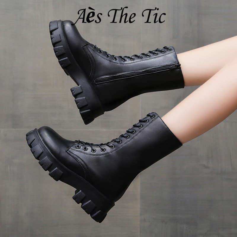 Boot cao cổ 20cm, buộc dây, kéo khoá 5,5cm