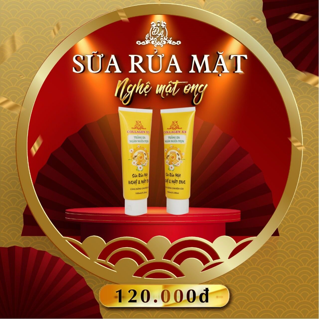 Sữa rửa mặt x3- sữa rửa mặt nghệ mật ong mỹ phẩm đông anh