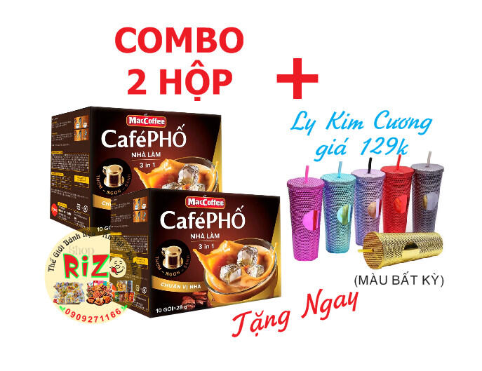 Cafe Phố Nhà làm (10×28g)  Mua 2 hộp Tặng 1 Ly Kim cương màu ngẫu nhiên