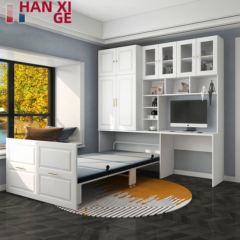 HANXIGE | Folding Single Bed Desk Bookcase Combo Giá 32,296,000 Đồng*Miễn phí vận chuyển