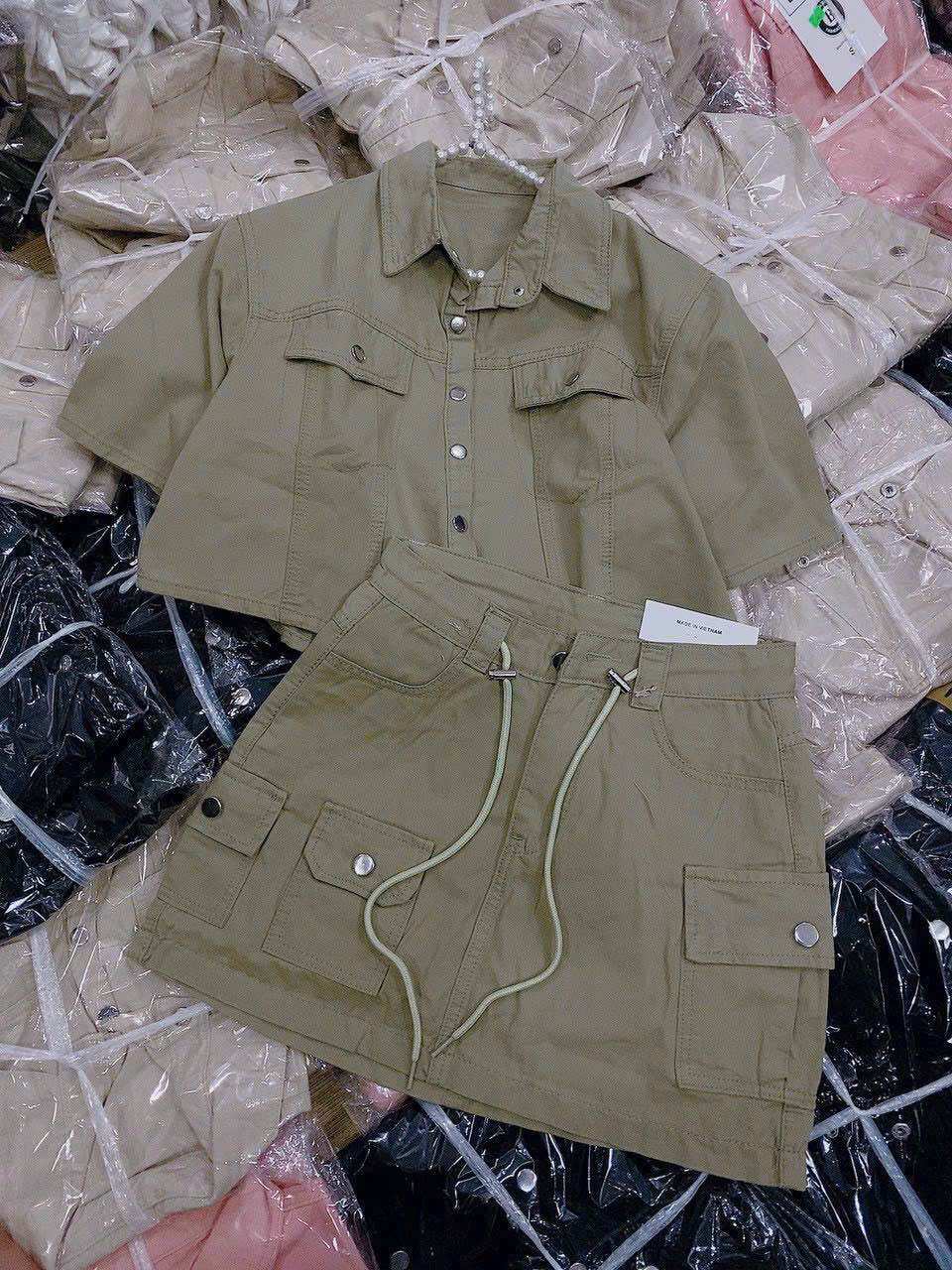 (SHOP TÁO ĐỎ BIGSIZE 50KG ĐẾN 90KG) set váy kaki thun