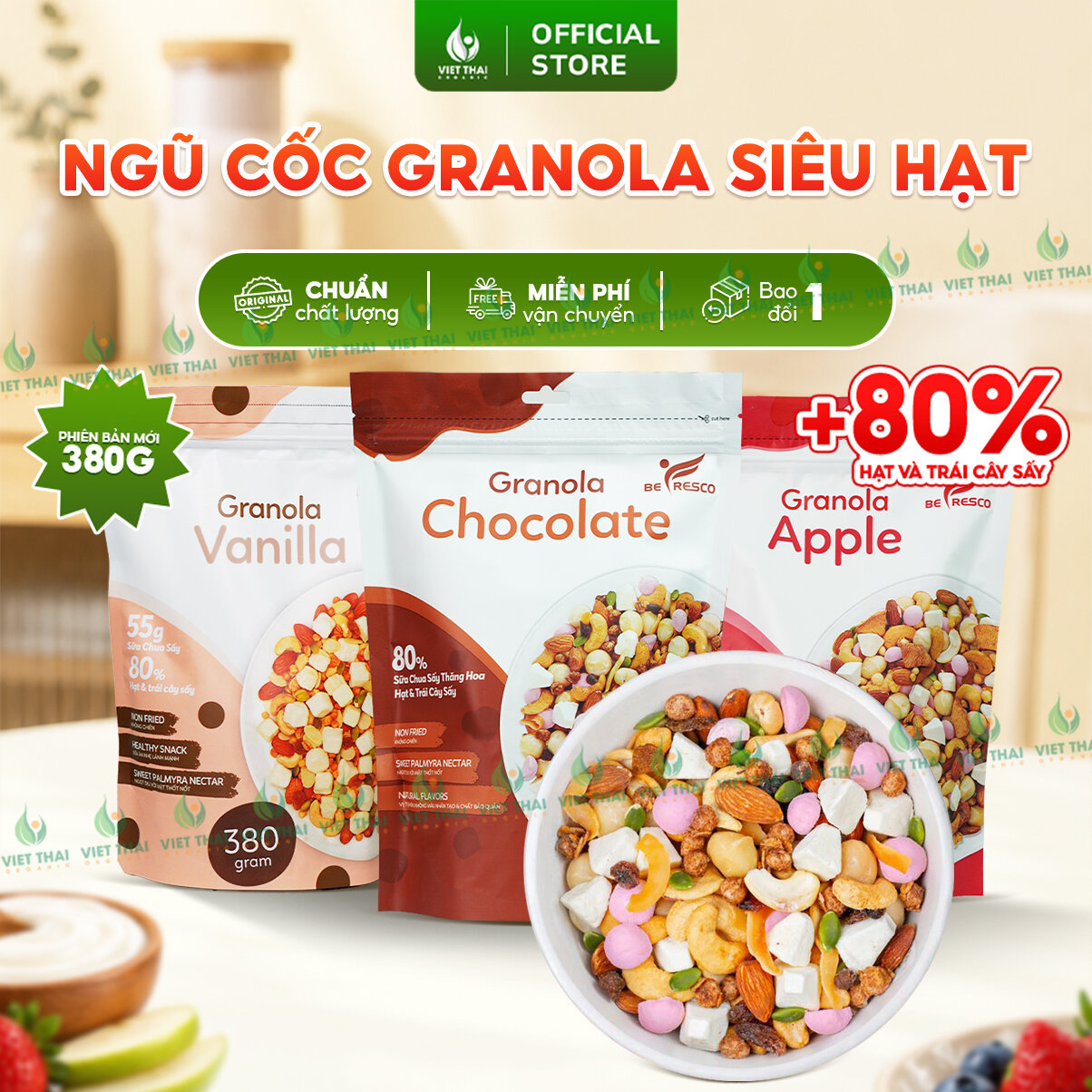 [8 VỊ NGON] Ngũ Cốc Granola Befresco Ăn Kiêng X3 Sữa Chua Sấy - Siêu Hạt Dinh Dưỡng Ăn Sáng Healthy