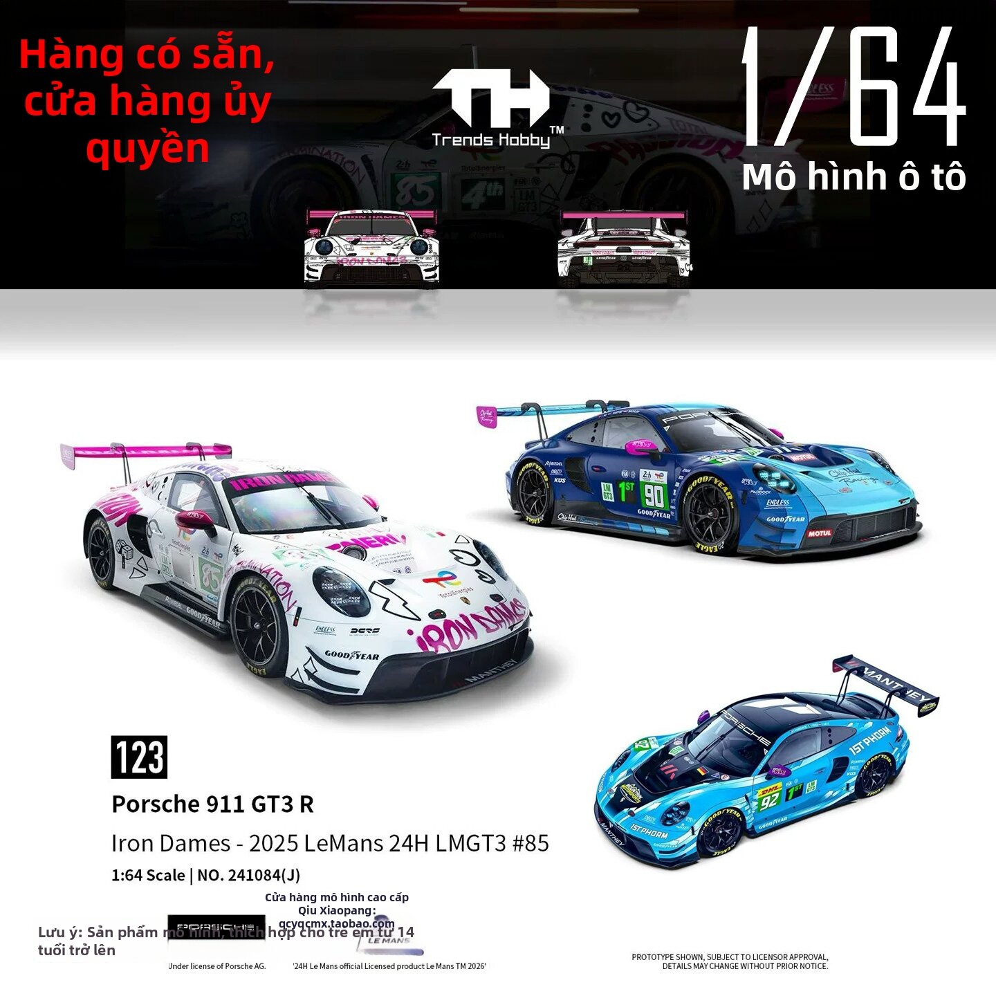 Xe Mô Hình Porsche 911 GT3 R Thiết Kế Iron Maiden 1:64