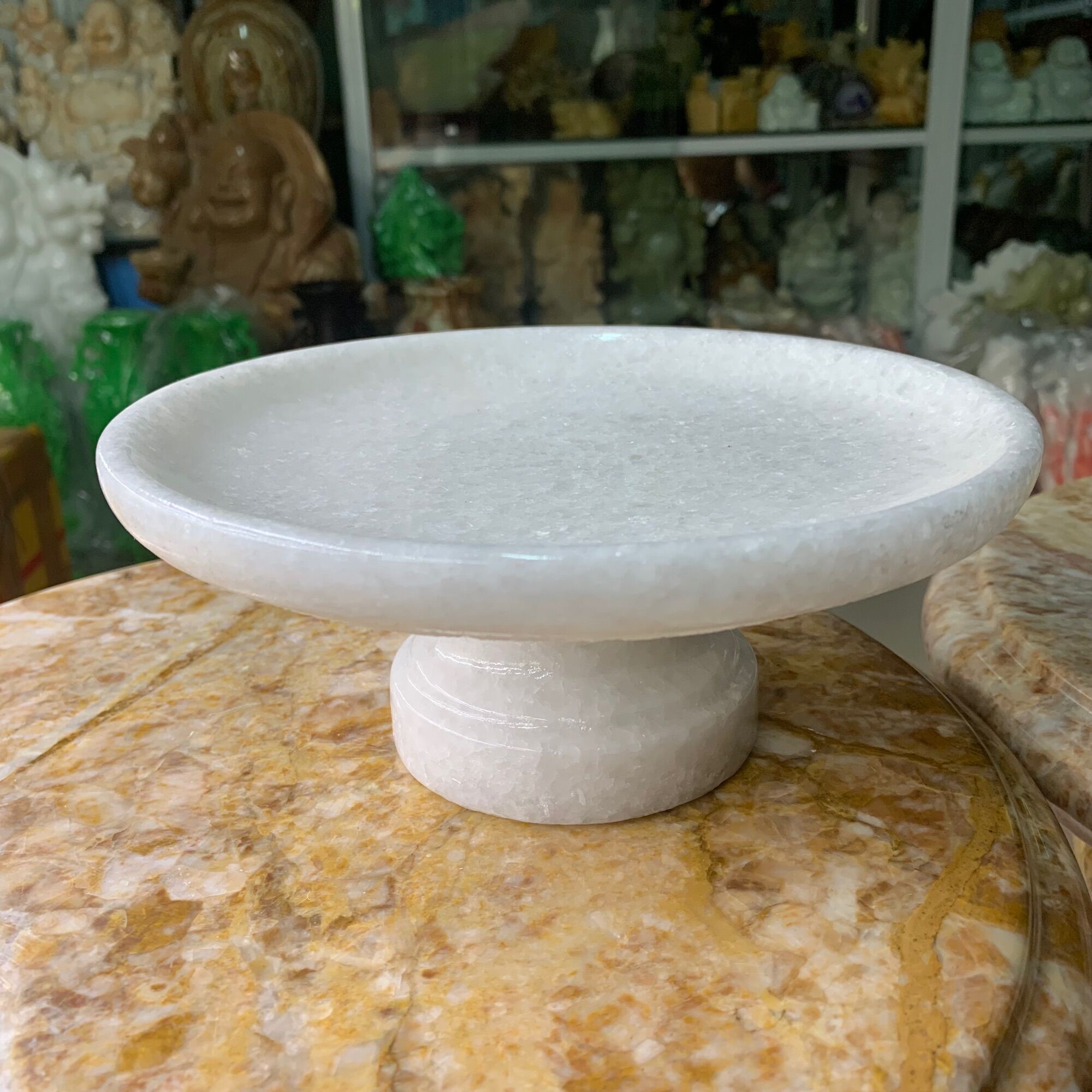 Bộ Đồ Thờ Cúng Đá Cẩm Thạch Trắng