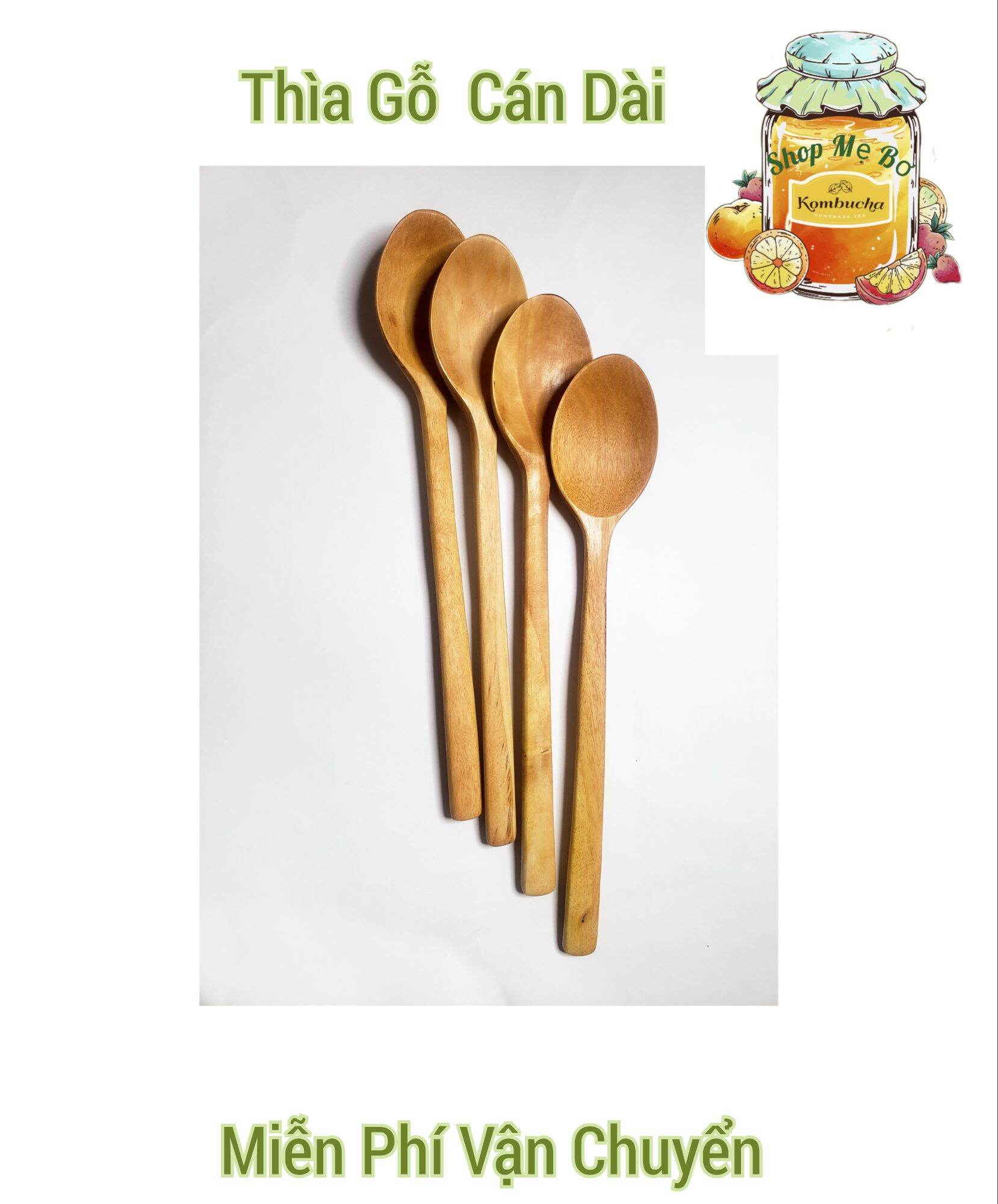Thìa muỗng bằng gỗ cán dài ,thìa cafe ăn cơm,khuấy sinh tố,trà kombucha, nấm sữa kefir, nấm nước kefir,múc mật ong