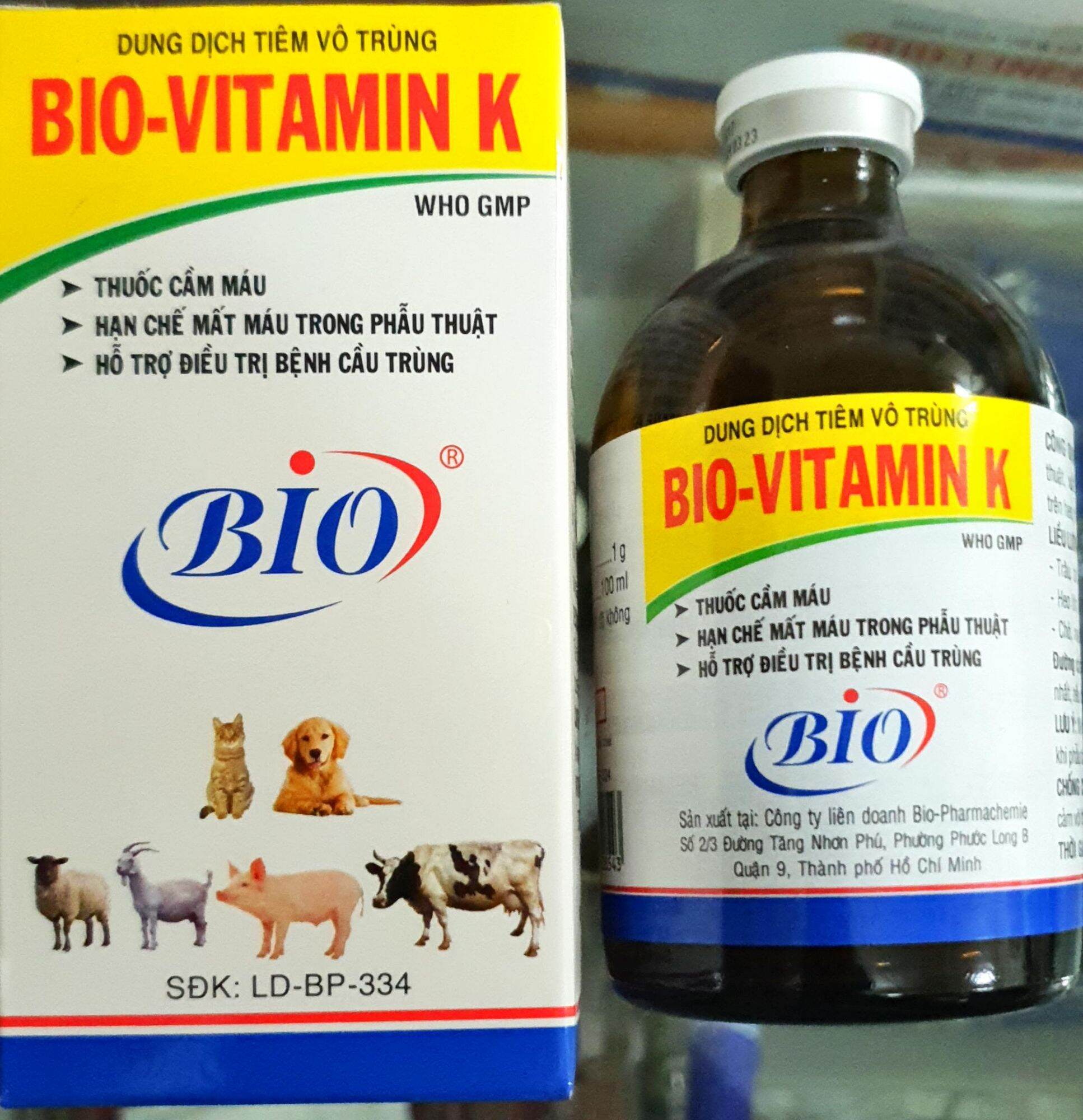 Bio Vitamin K (100ml) - Thuốc cầm máu, hỗ trợ điều trị trong trường hợp tiêu ra máu, kí sinh trùng máu cho gà đá, thú cưng