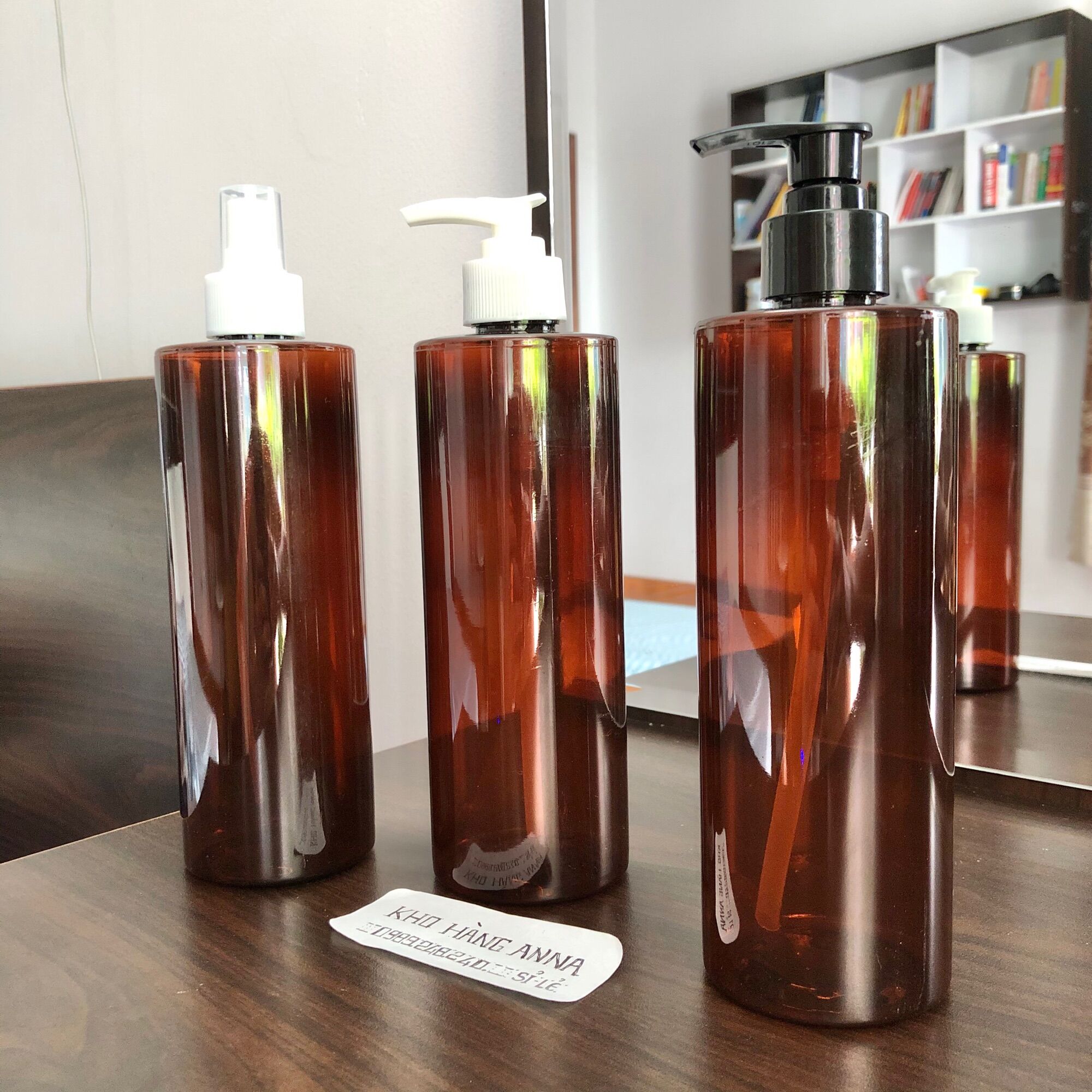 Chai Vòi nhấn lớn 500ml Màu Xanh/ Trong suốt/ Nâu - Bình nhựa vòi Bump xịt nhỏ giọt đựng dầu gội , đựng xà bông