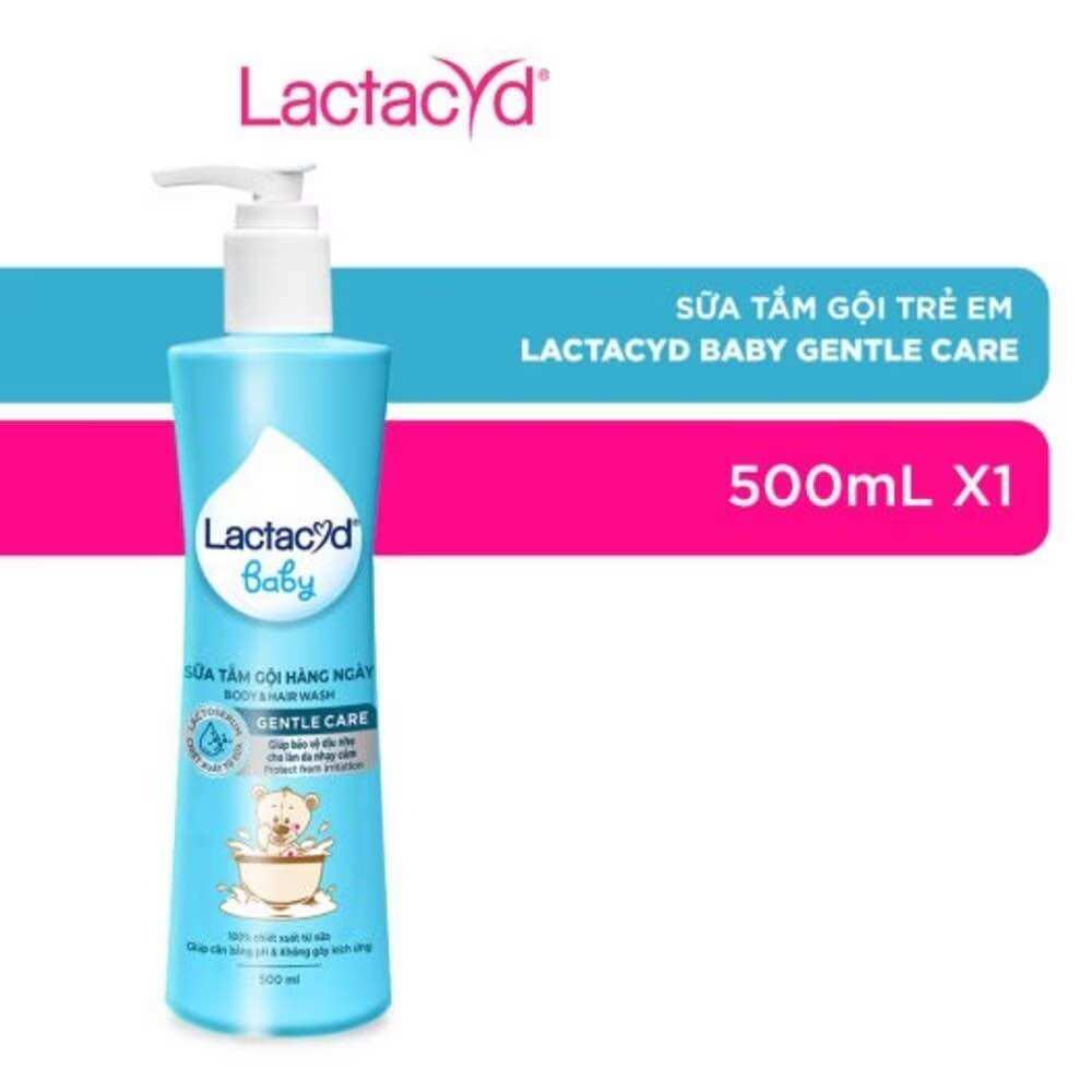 Sữa tắm gội hàng ngày Lactacyd Baby GENTLE CARE chai 500ml