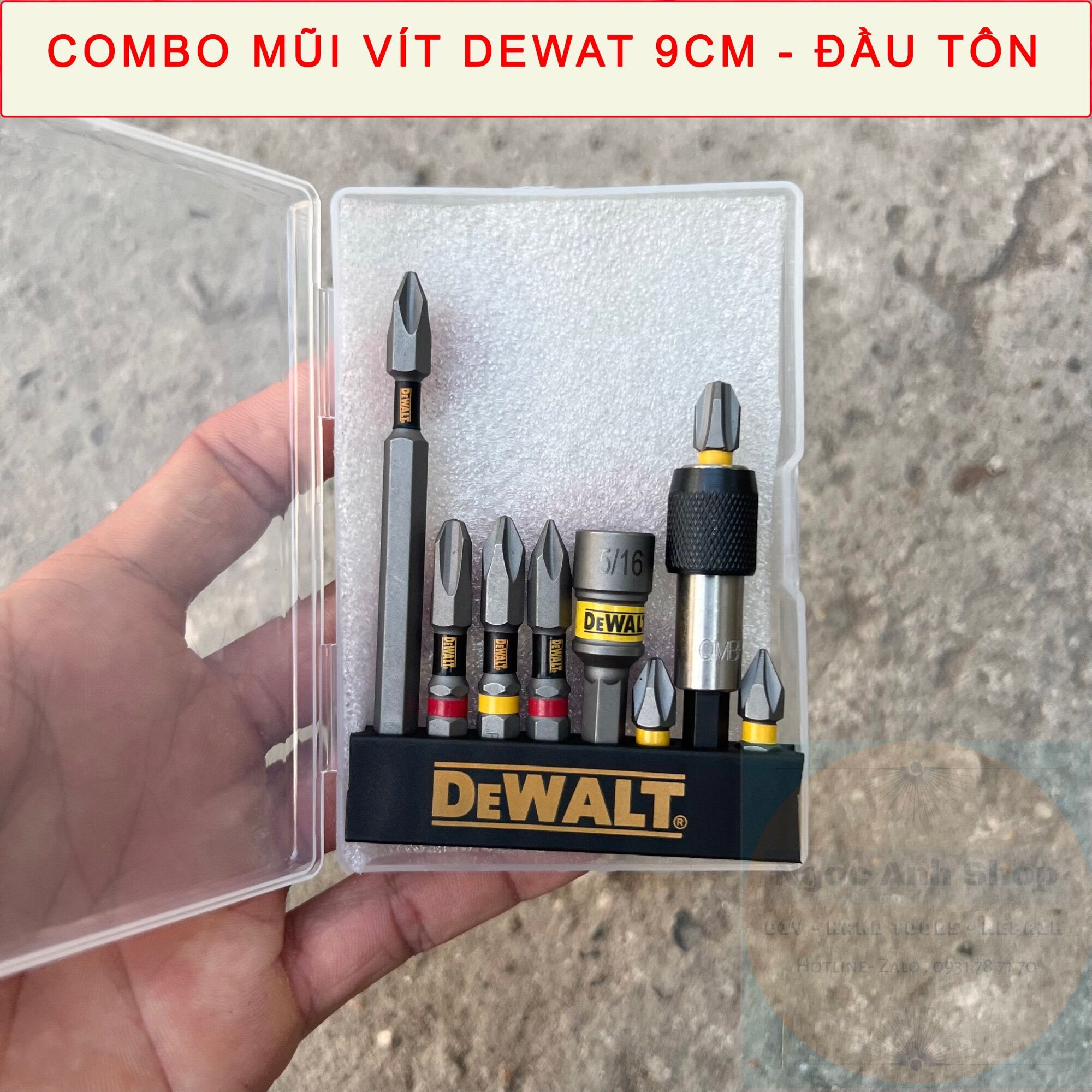 Combo mũi vít mũi bắn vít dewat 9cm và đầu tôn 8 li dùng cho máy bắn vít máy khoan máy vặn vít