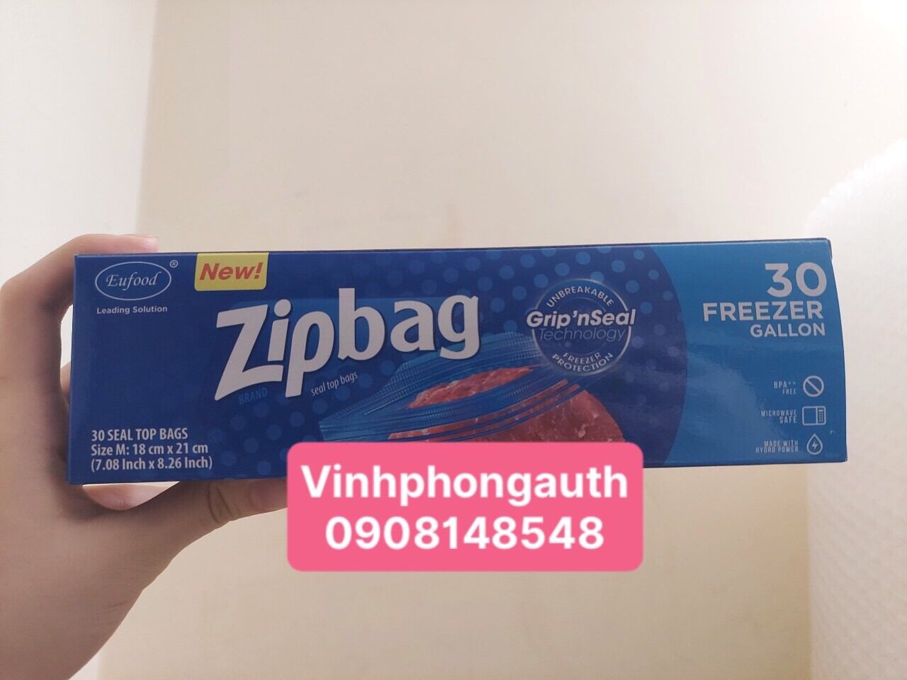 Túi zipper hiệu zipbag Eufood size M