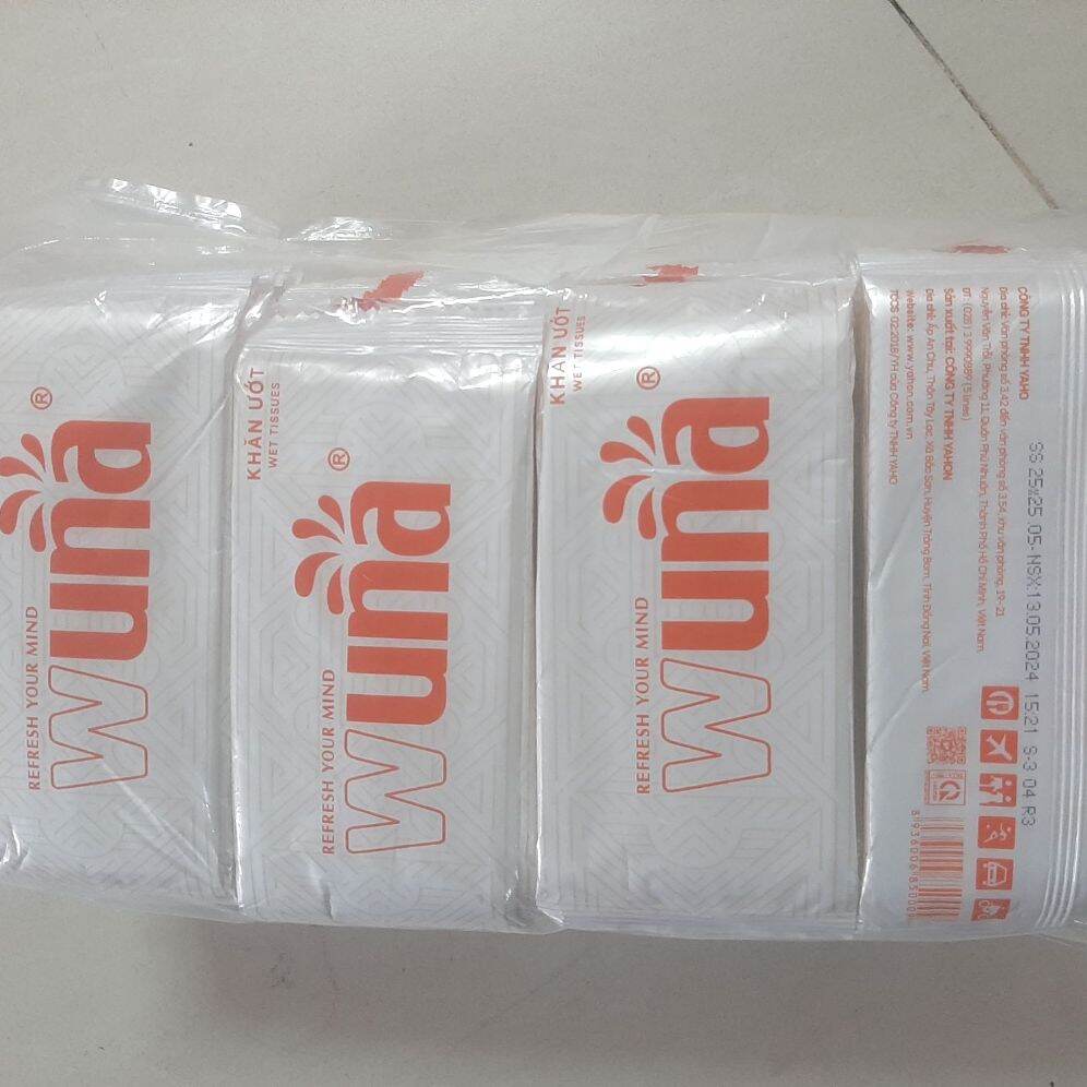 1 bịch khăn ướt wuna mẫu mới . kích thước 25 * 25