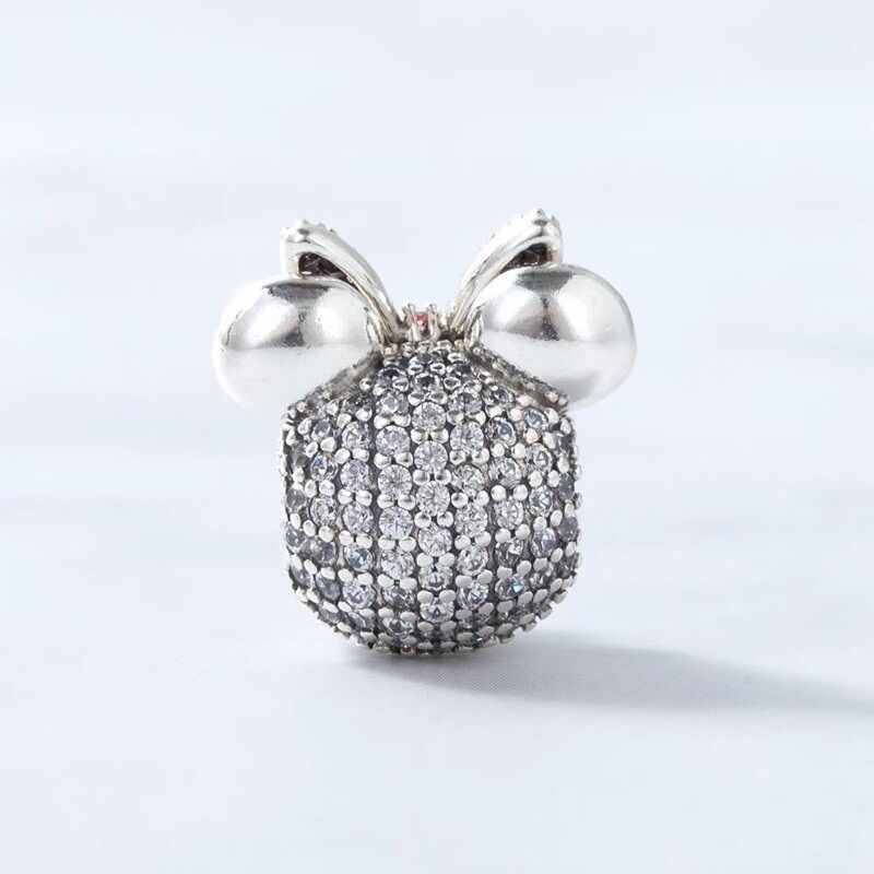 CHARM PAN ALE DISNEY MICKEY NƠ ĐÍNH ĐÁ BẠC S925