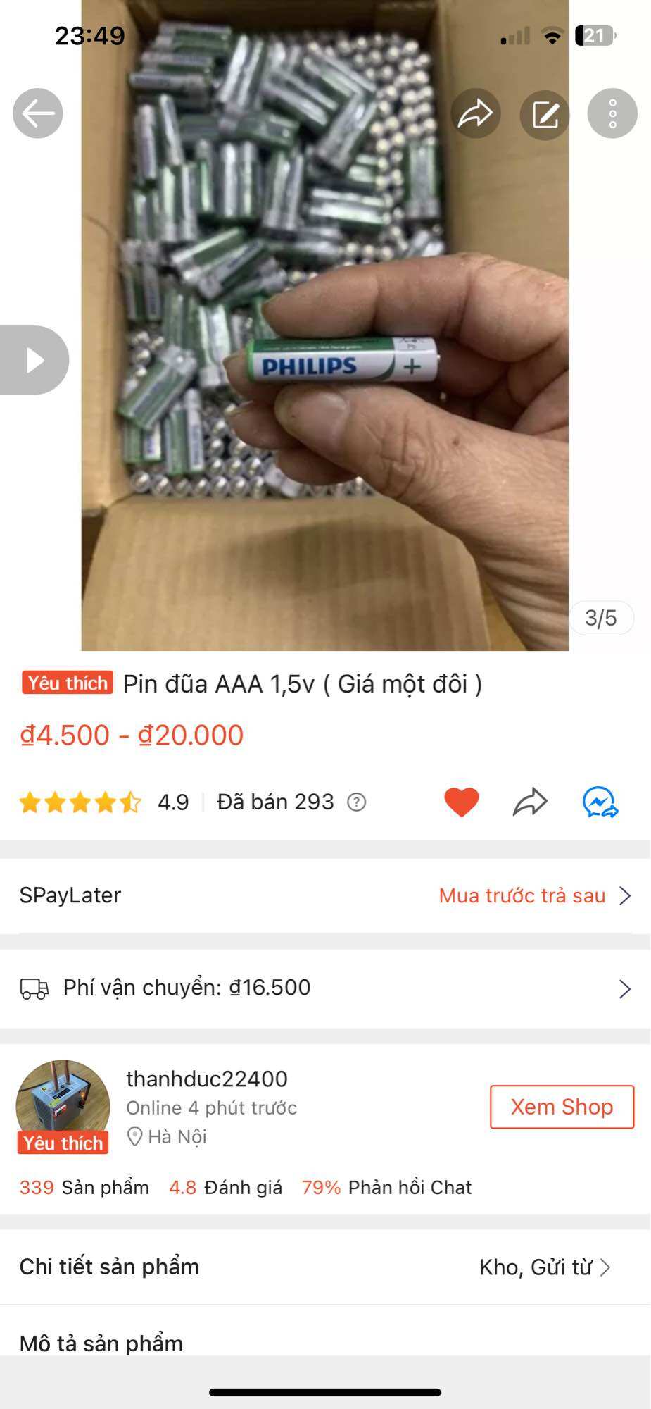 Pin đũa AAA 1,5v ( Giá một đôi )