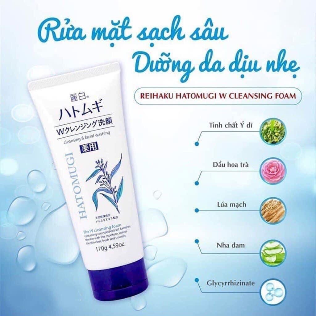 Sữa rửa mặt trắng da hạt ý dĩ hatomugi nội địa nhật 130g chính hãng