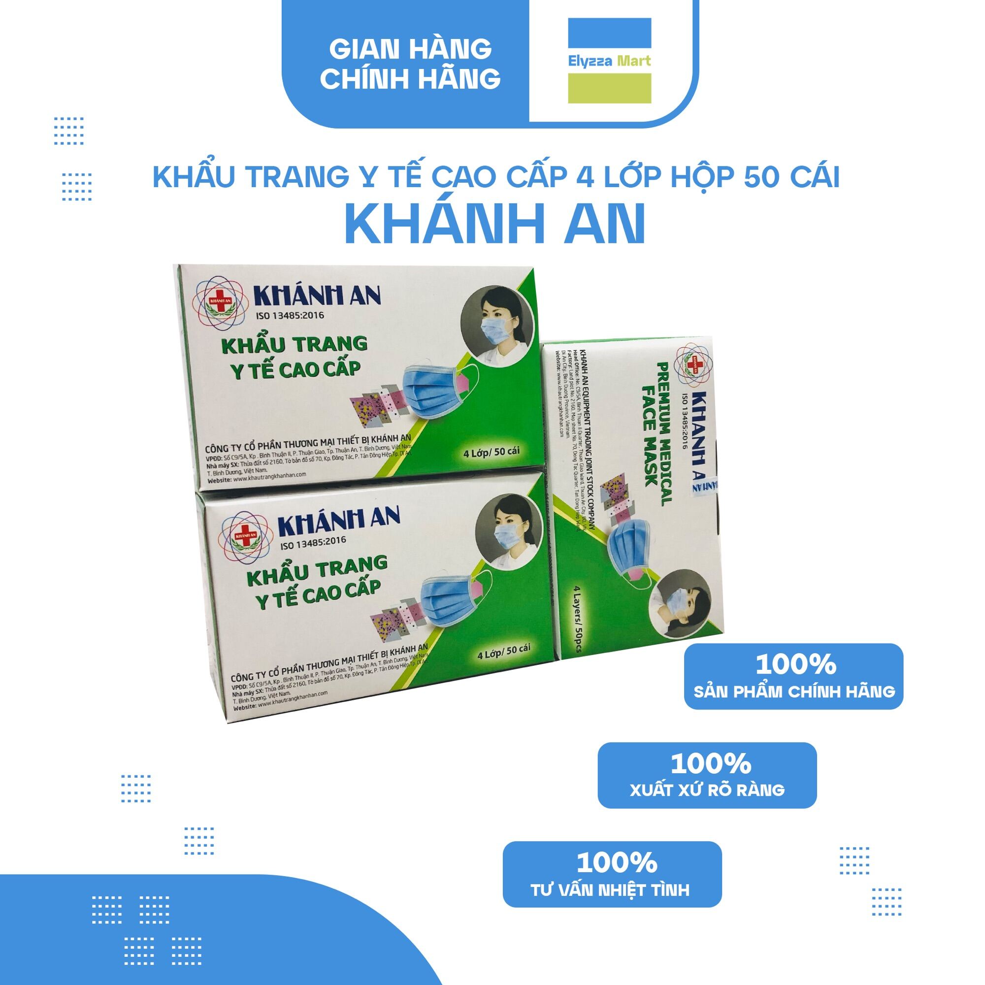 KHẨU TRANG Y TẾ 4 LỚP KHÁNH AN HỘP 50 CHIẾC