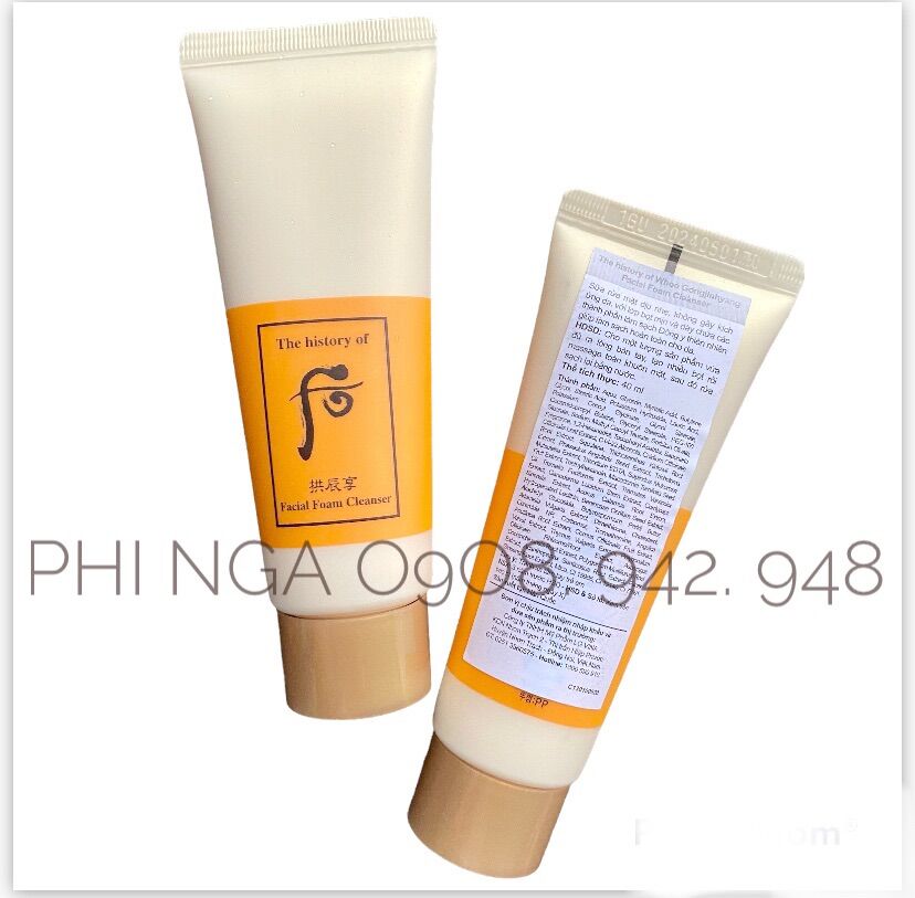 [HCM] - Sữa Rửa Mặt Whoo Vàng Chứa Nhân Sâm 40Ml Date 2025