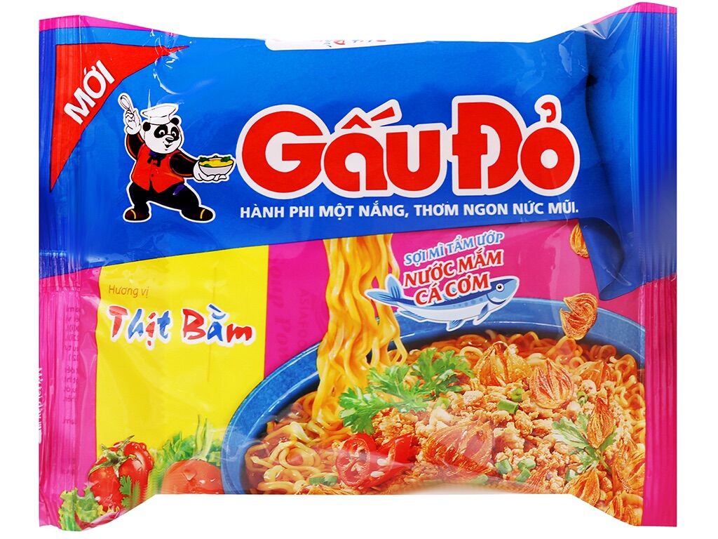 Thùng 30 gói Mì Gấu Đỏ Thịt Bằm 63g