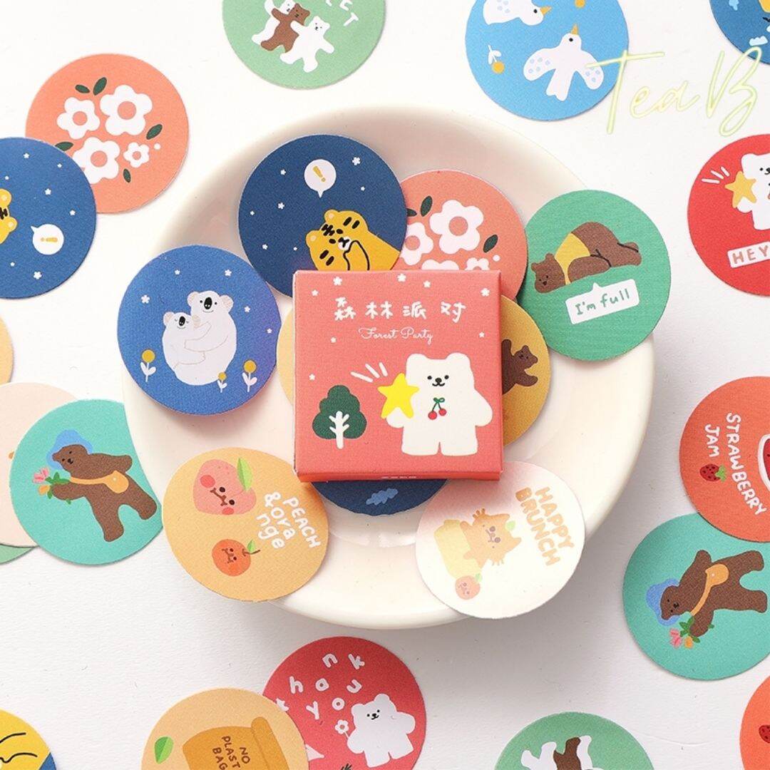 Set 45 sticker trang trí đa năng hình khu rừng xinh xắn