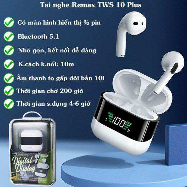Tai nghe Bluetooth TWS Remax TWS-10 Plus V5.1 (Trắng)