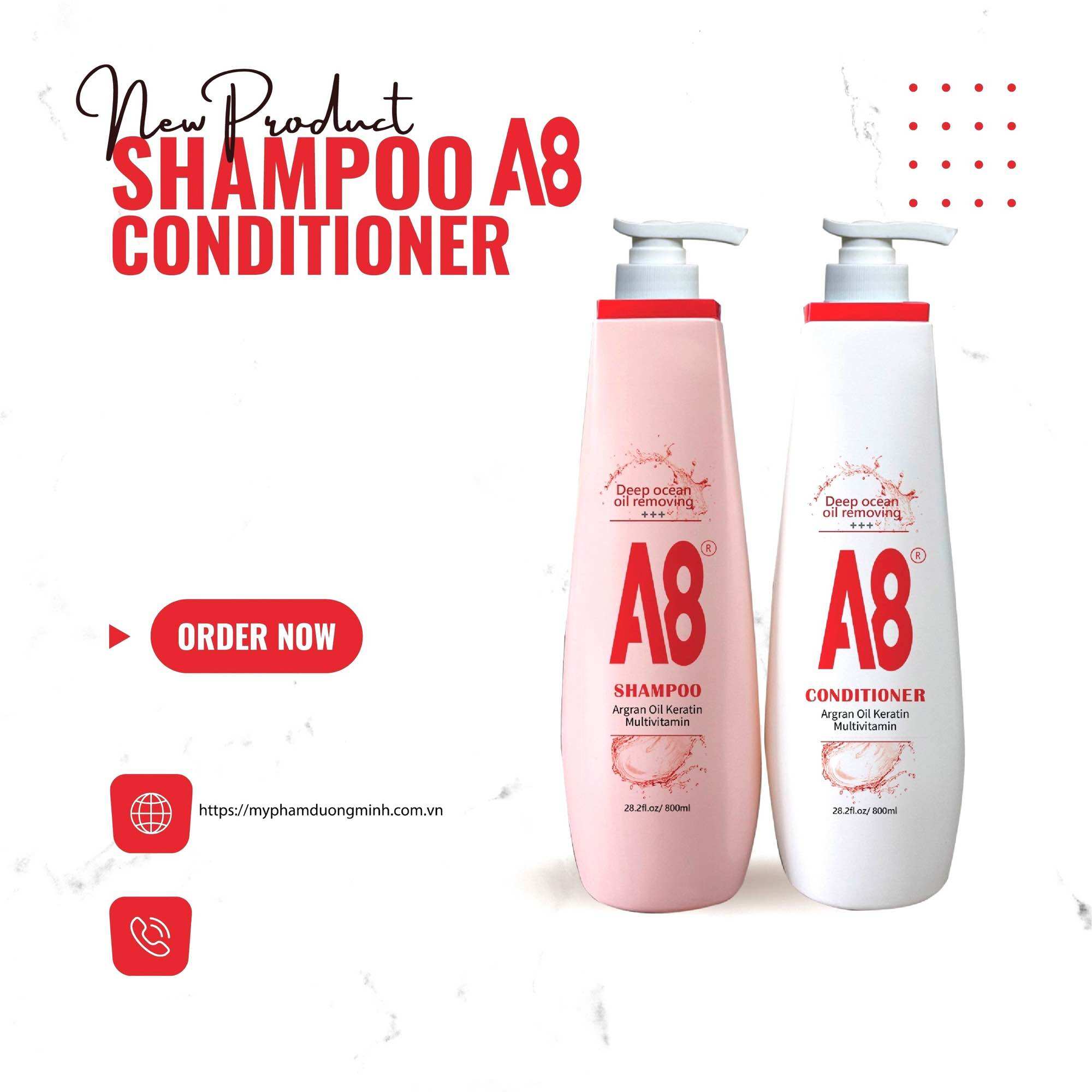 Dầu gội cặp phục hồi tóc hư tổn collagen a8 - 800ml dạng chai