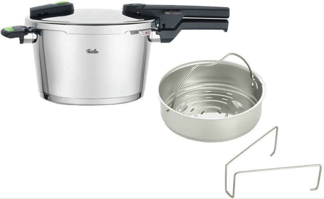 🇩🇪nồi áp suất cao cấp fissler vitaquick 6l-kèm xửng hấp- made in germany -sx tại đức bền bỉ nấu ăn ngon