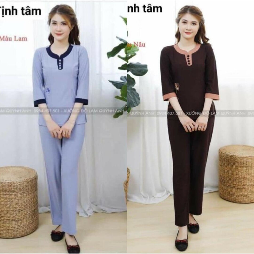 Đồ lam đi chùa – mẫu thun 4 nút loại 1