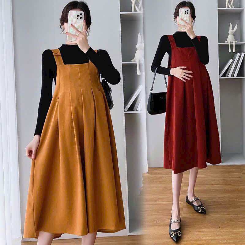 Set yếm đầm bầu chất Nhung mùa đông ấm áp