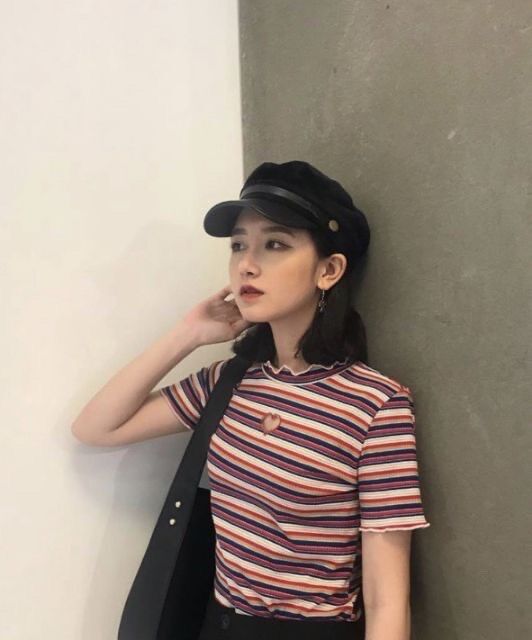 [HCM]Áo thun croptop sọc cut-out
