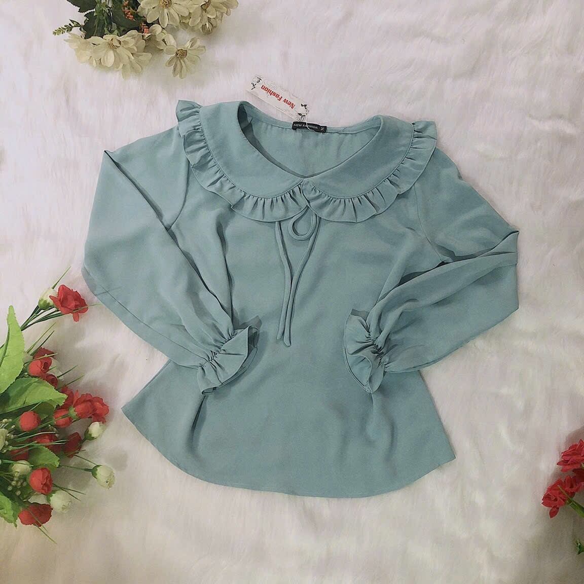 Áo Kiểu Nữ Công Sở Tay Dài Dún Bèo