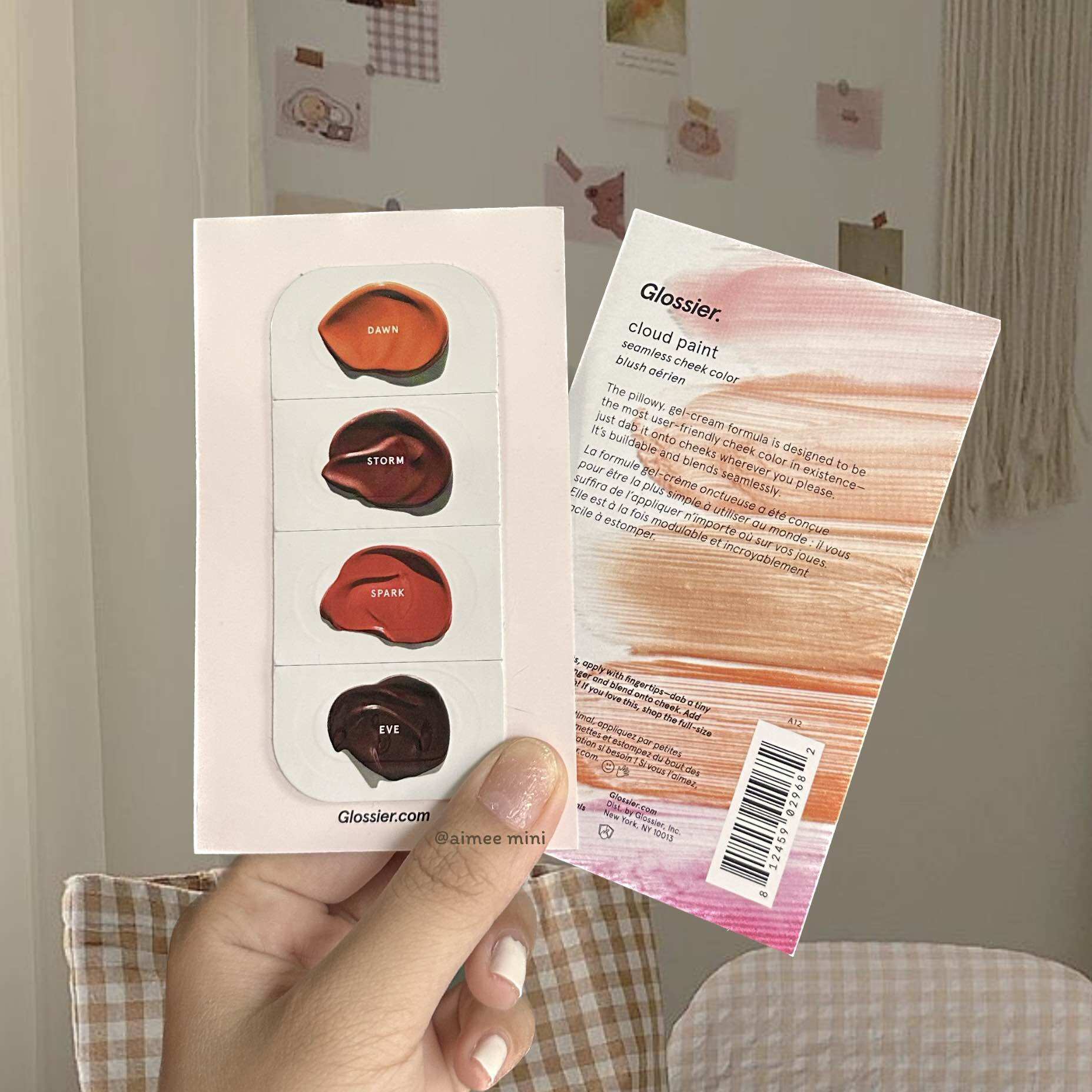 Sample má hồng Glossier Cloud Paint 4 ô