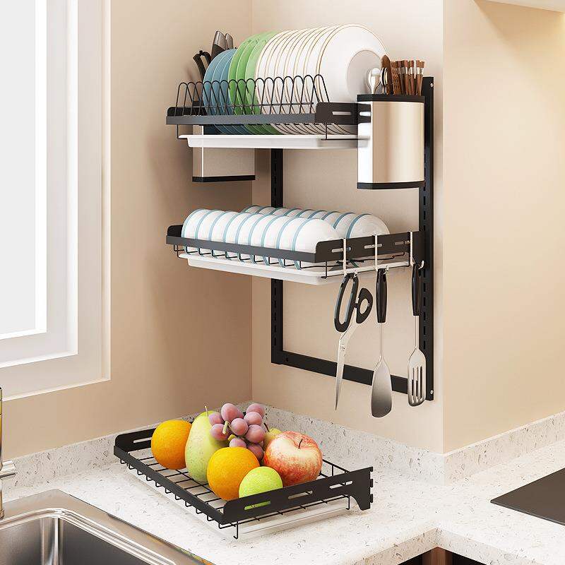 ZHUOLESHI | No-Drill Wall-Mounted Stainless Steel Dish Drying Rack Giá 874,000 Đồng*Miễn phí vận chuyển