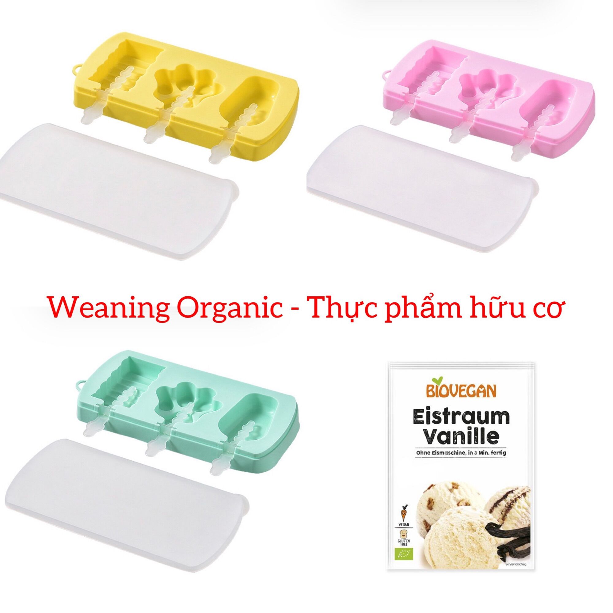 Combo khuôn và bột làm kem hữu cơ cho bé