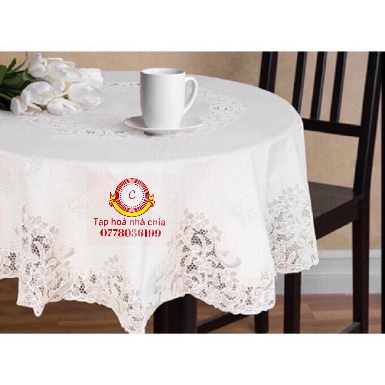 KHĂN TRẢI BÀN TRÒN CAO CẤP HOA VÂN NỔI( sỉ ib)