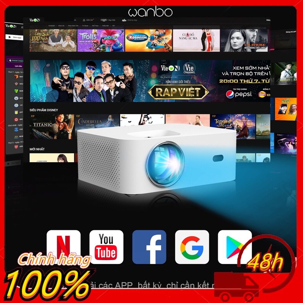 Máy chiếu mini Wanbo X1/X1 Pro-Android 9.0 hỗ trợ điện thoại di động và máy chiếu 4k xem phim đồng thời