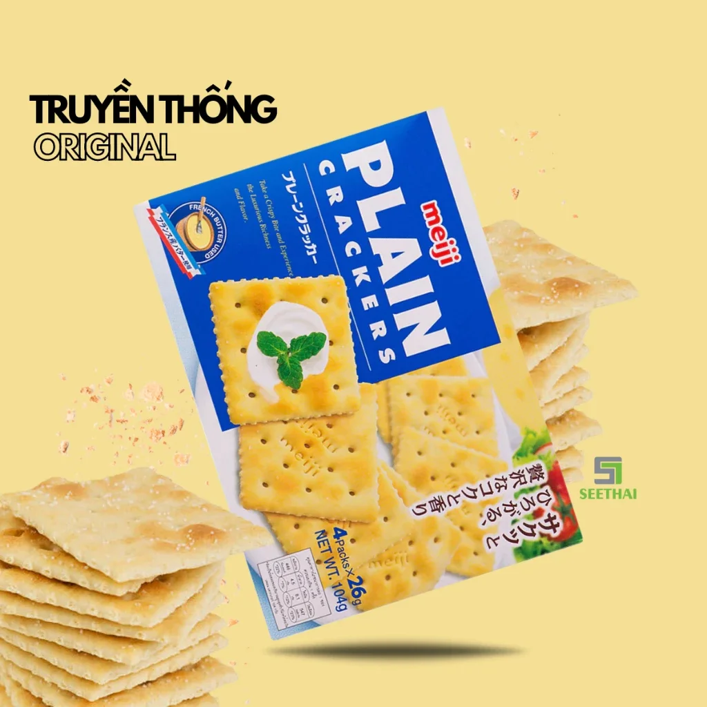 BÁNH QUY ĂN KIÊNG MEIJI PLAIN CRACKERS 104G (không đường, không chất  béo chuyển hóa)