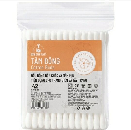 Lốc 10 bịch tăm bông Bạch Tuyết / bịch 42 que