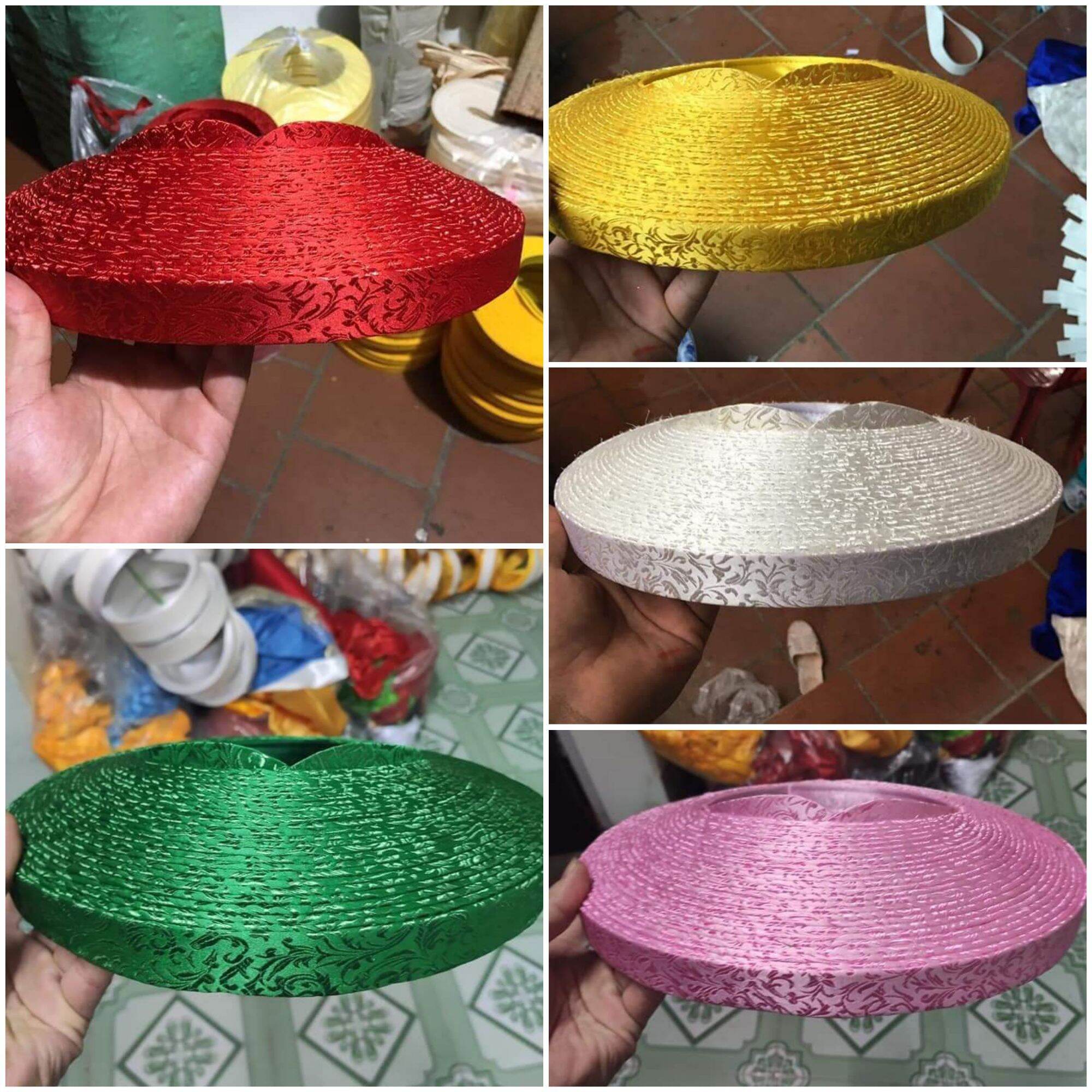 Khăn xếp cô dâu, khăn hầu đồng 25 tầng vải gấm cỏ đủ các màu