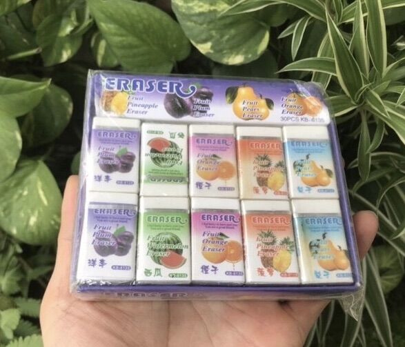 Hộp Gôm- Tẩy TRÁI CÂY : 30 Viên, Tẩy Sạch, Thơm Nhẹ nhàng