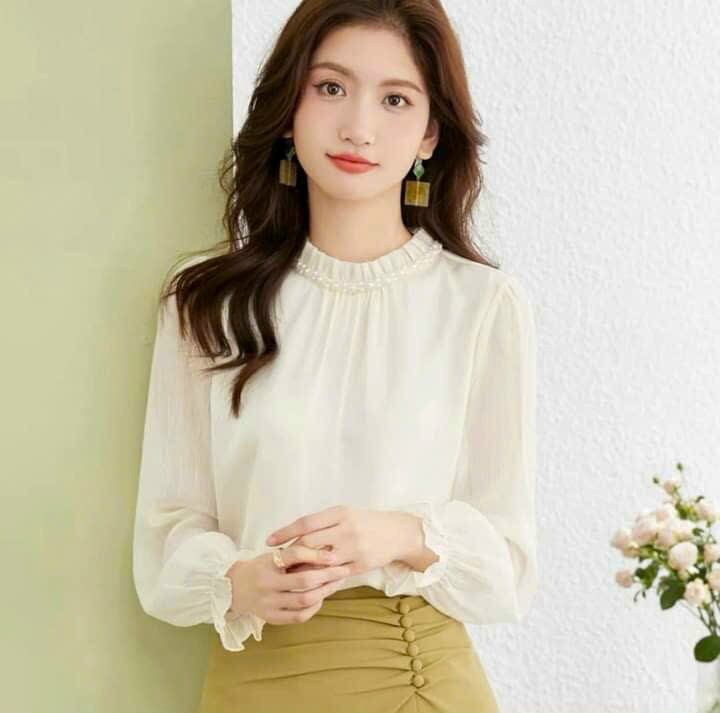 Áo Kiểu Nữ Công Sở Tay Ren Mỏng