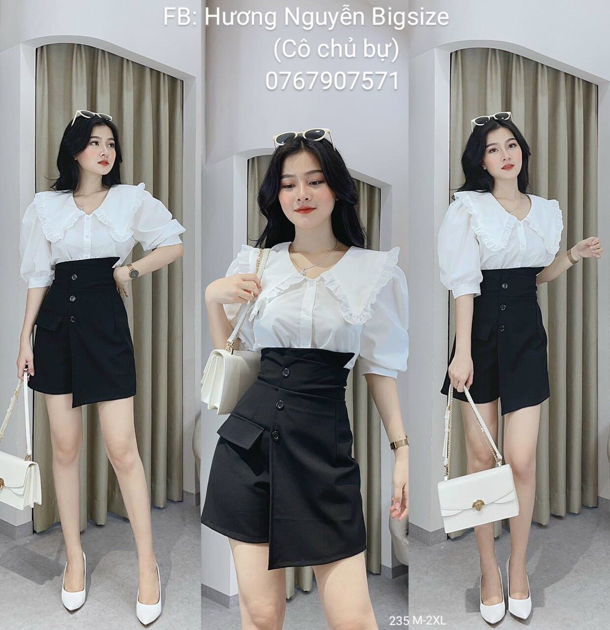 50-90kg bigsize set tiểu thư chân váy xếp cách điệu