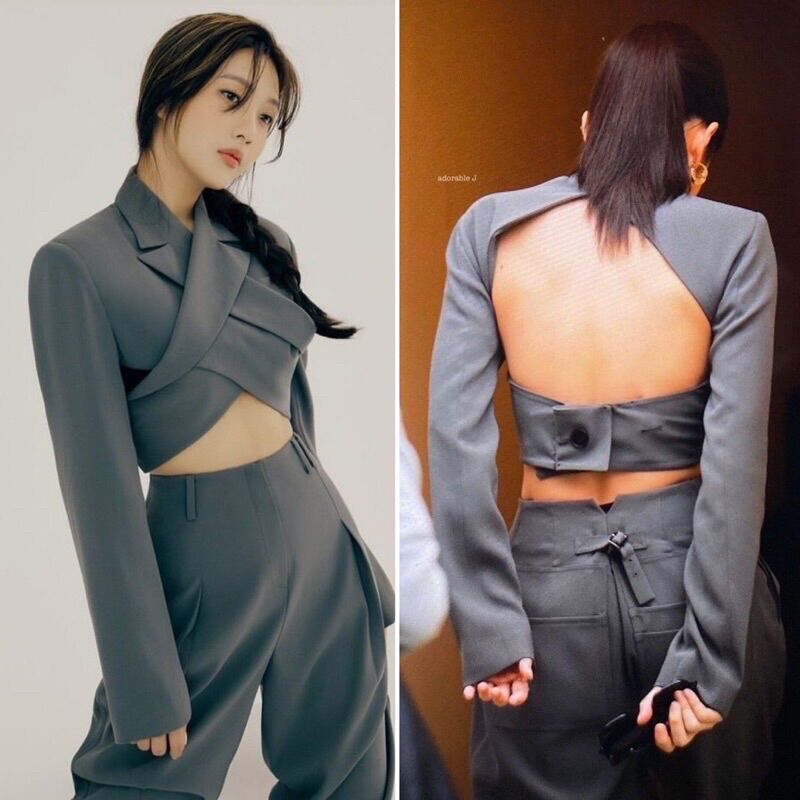 Set đồ vest croptop giống Jennie Blackpink