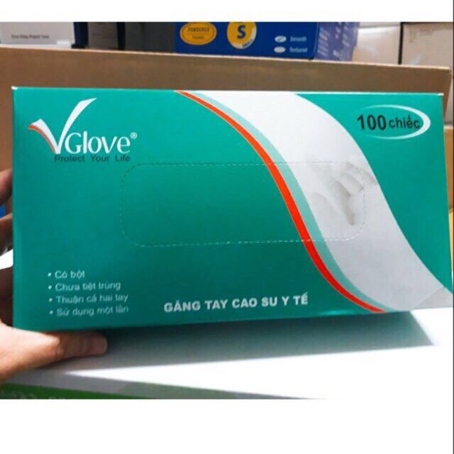 [HCM]Găng tay y tế có bột Vglove size XS hộp 100 chiếc