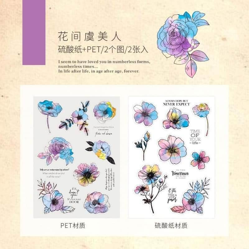 túi 2 tấm sticker hoạ tiết trang trí DIY