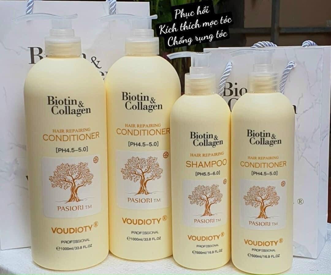 Dầu gội biotin collagen, dầu gội xả biotin collagen màu vàng mẫu mới 500ml - 1000ml chính hãng