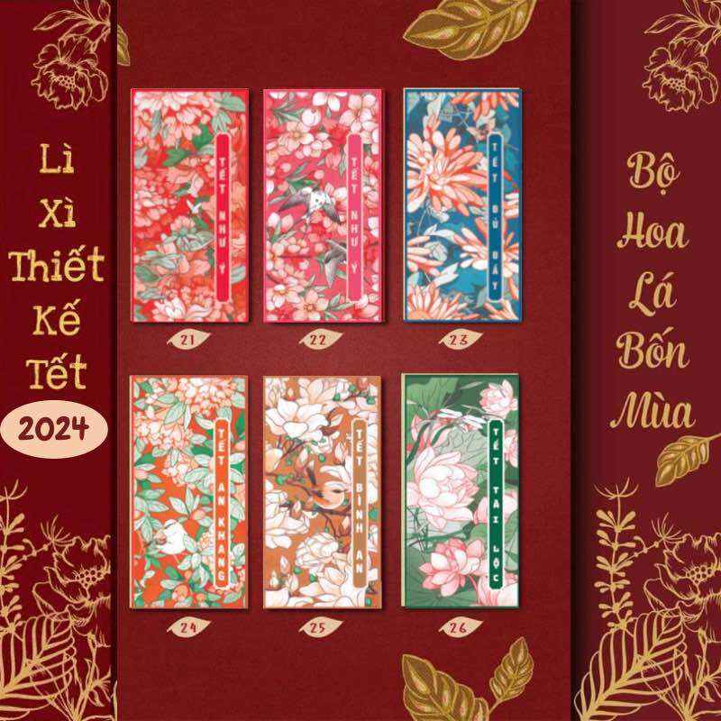 Bao lì xì hoa lá mùa xuân