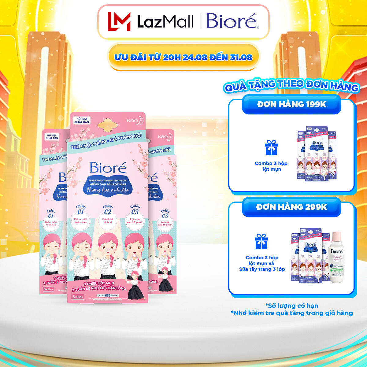 Combo 3 hộp miếng dán lột mụn mũi bioré pore pack